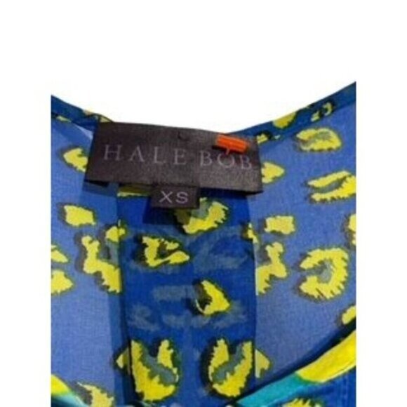 Hale Bob Women's Pull On Top Pop Over Boho Silk Blend Blue Green Size XS - Picture 2 of 5